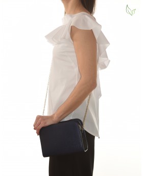 AURORA - Shoulder bag in printed metal free leather - Navy Blue